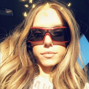 VALENTINO red frame shield sunglasses